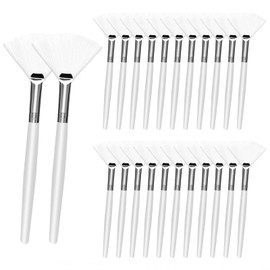 24 Facial Fan Brushes for Mask Application White