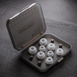 WHIZZER SS20 Wide-Bore Silicone Ear Tips for IEMs, Ultra-Soft Matte Finish Replacement Tips for Wired in-Ear Earphones, Includes Portable Storage Case (4 Pairs, XS/S/M/L) (Clear)