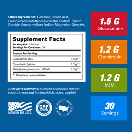SAN Premium Glucosamine Chondroitin with MSM Complex for Joint Support - Natural Formula for Healthy Joints and Mobility. 30 Servings