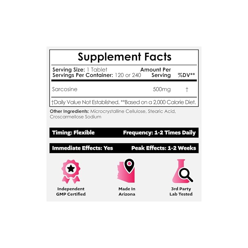 Sarcosine tabletas 1000 mg, 60 unidades