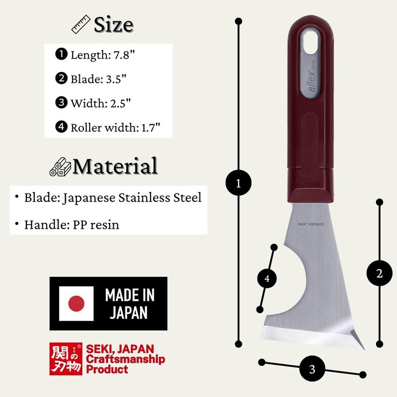 ALLEX Curved Paint Scraper Tool 2.5" Pole and Round Metal,