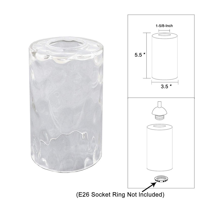 Anmire 3 Pack Clear Water Ripple Glass Shade, Cylinder Light