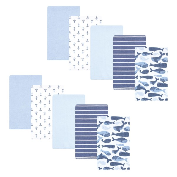 Hudson Baby Unisex Baby Cotton Flannel Burp Cloths 10-Pack, Cute