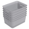 Knifefish 6-Pack Plastic Woven Baskets, Rectangular Rattan Basket for Organizer
