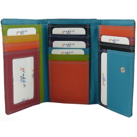 Golunski Leather Ladies Coin & Card Purse/Wallet Graffiti Range - Black/Tropical