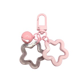 Yocoyee Colorful Star Charms Keychain Stars Bell Cute Keychains for Key Bag Accessories-Pink