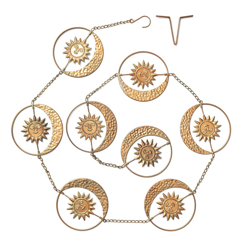Glitzhome 8.5ft Rain Chain for Gutters 8-Piece Faux Copper Patina