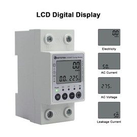 KETOTEK LCD Digital AC Meter, Electricity Meter, DIN Rail, 1 Phase Energy Meter, KWh Meter, Power Meter, Voltmeter, Ammeter