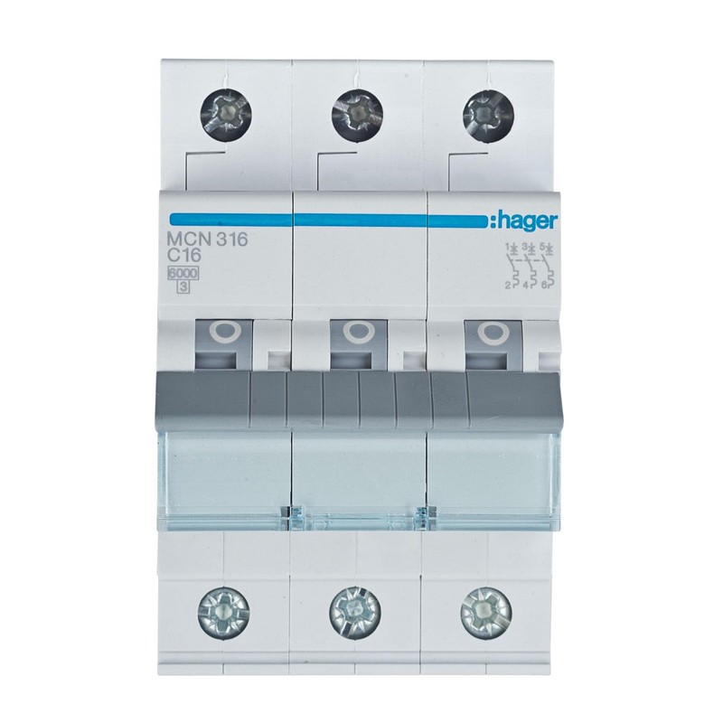 Hager MCN316 Biconnect Circuit Breaker Clamping System Three-Current (3P), Characteristics