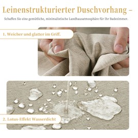 FY&XZH Linen Textured Shower Curtain, Fabric Shower Curtain Set with Stainless Steel Hooks, 230 GSM Heavy Hotel Luxury Weighted Bath Curtain, Waterproof & Washable Cloth Shower Curtain 183x183 (Taupe)