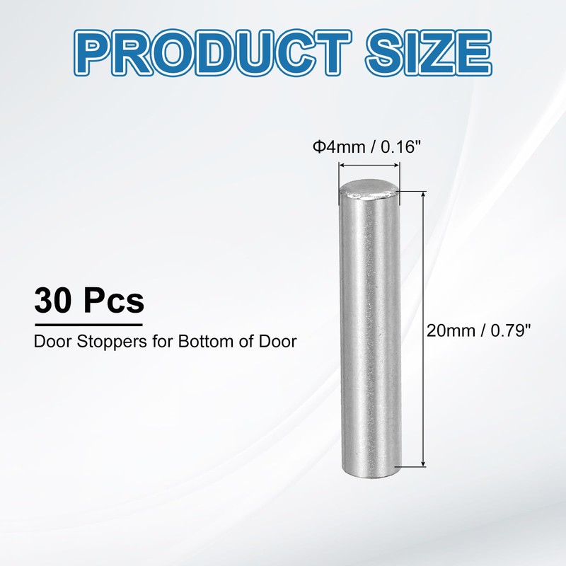 PATIKIL Metal Dowel Pins 4x20 Mm, 30 Pcs 304 Stainless