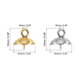 PATIKIL 10mm Cup Pearl Screw Eye Pin Peg Pendant, 40 Pcs Eye Pin Pegs with Cap for Earrings Half Drilled Beads Making, Gold&Silver