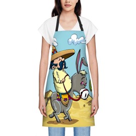 Smooffly Mexican Cartoon Apron Unisex Adjustable Bib Apron Cooking Kitchen Chef Women Men Aprons for Home Kitchen Restaurant Cafe Shop Garden Cartoon Mexican 27x31, cartoon mexican
