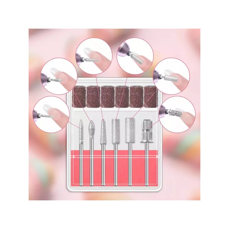 매니큐어 페디큐어용 네일 드릴 비트 6개 3/32인치 전문 Nail Drill