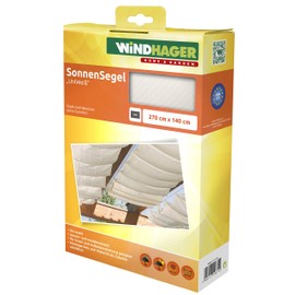 Windhager Sonnensegel für Seilspanntechnik, Wintergarten und Terrassen Beschattung, Seilspannmarkise, 270 x 140 cm, Uni Weiß, 10874