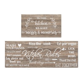 Farmhouse Kitchen Rug Sets of 2 Piece Non Slip Kitchen Rugs and Mats Washable Kitchen Mats for Kitchen Floor Mat Carpet Runner Rugs for Hallway Laundry Decor 17”x30“+17'' X 47''