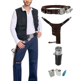 Han Solo Costume Belt Adult Men Knight Cosplay Outfit Leather Waistband Holster Accessories (Brown, X-Large)
