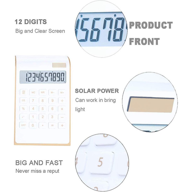 Calculator, 10 Digits Large Buttons Calculator, Solar Desktop Calculator with