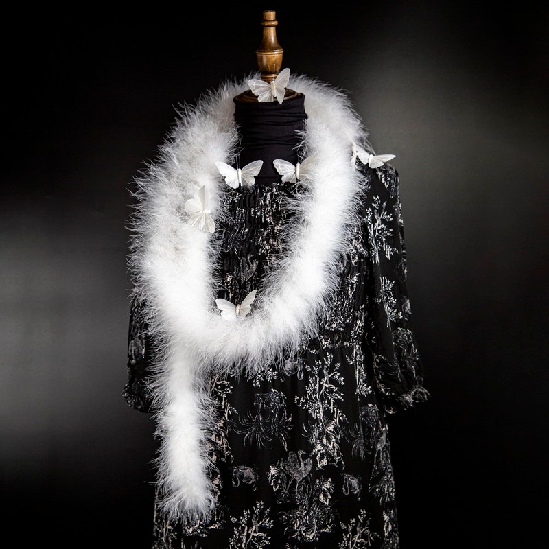 YCHTEWY-Elegant Turkey & Marabou Feather Boa - Glamorous 2-Yard Accessory