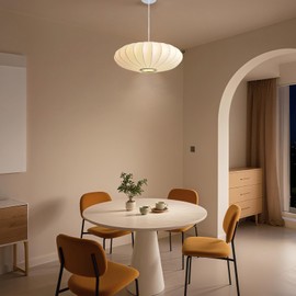 Pandaluna 19.7in Lantern Pendant Light, 3-Light Imitation Silk White Bubble Pendant Lighting Fixture, Hanging Lamp Simple Chandelier for Living Dinning Room Kitchen Island Bedroom Restaurant Cafe