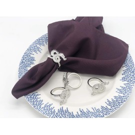 Fennco Styles Antique Dragon Metal Napkin Rings, Set of 4 - Silver Napkin Holders for Home Décor, Dining Table, Banquets, Family Gathering and Special Occasions