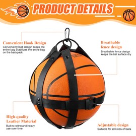 Soulchen Adjustable Volleyball Bag Ball Bag with Buckle for Volleyball Football Basketball, Black(2 Pcs)