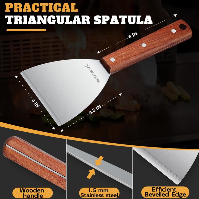 PURPLEBIRD Smash Burger Press kit 3PCS Set, Stainless Griddle Spatulas