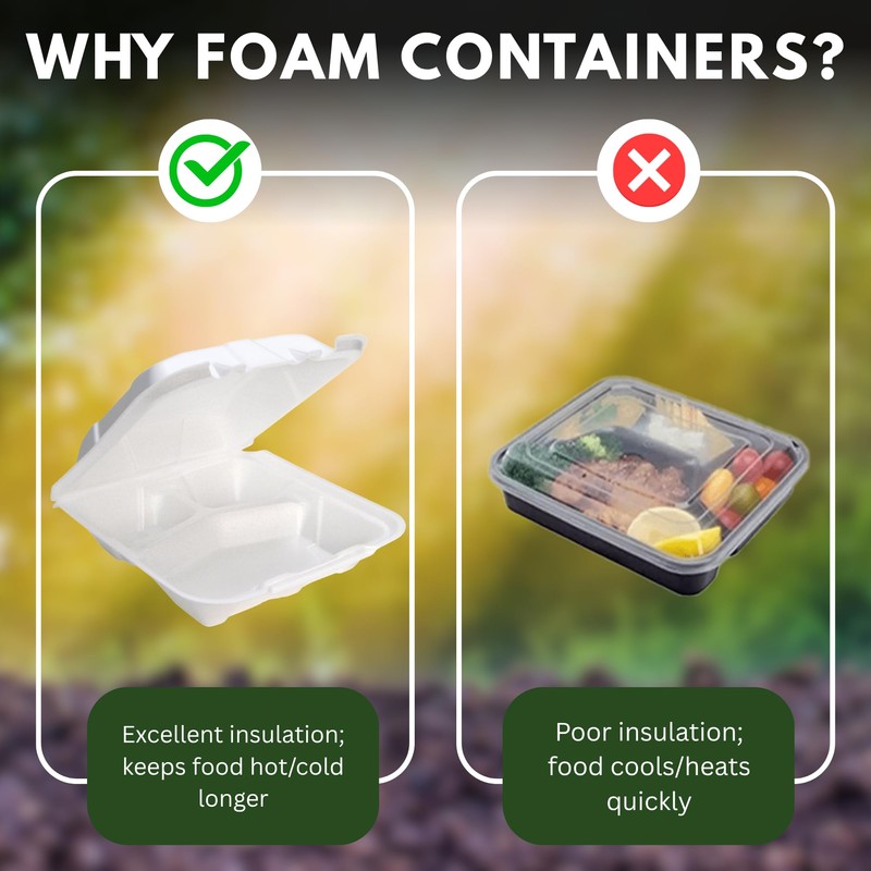 Concession Essentials- Foam Containers 3 Compartment / 9" x 9"