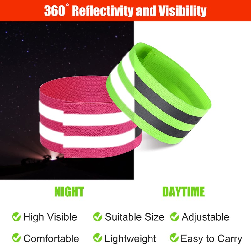 16 Pieces Reflective Bands Reflector Bands for Wrist, Arm, Ankle,