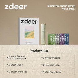 ZDEER Smart Electric Oral Spray, Breath Freshener, Rechargeable OralCare Mist, Fresh Breath for Men and Women, special Gift, Long Lasting Mint Flavour, Mist for Mouth ,Alcohol Free，Sucrosel Free    breath freshener breath spray    #springtok:_Classic+4 Bombs