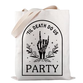 PWHAOO Bride and Bridesmaids Tote Bag Bride Or Die Tote Bag Bride Or Die Bachelorette Party Gift Bridal Party Gift, Death Do Us Party Tote, 14.17 inches (length) x 12.6 inches (width)