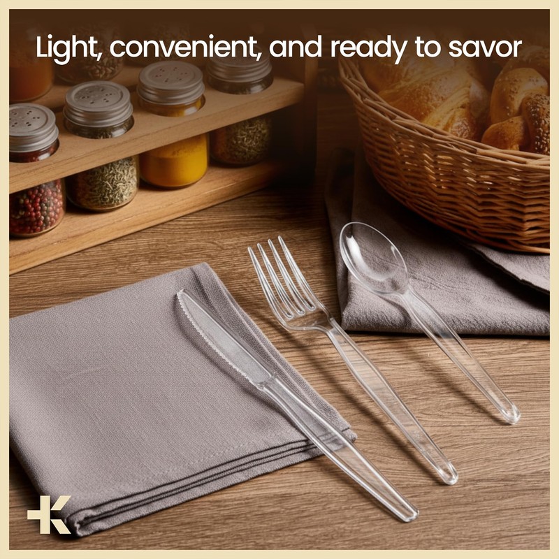 Bakken Disposable Cutlery Set 100 Pieces Knives, Heavy Duty Plastic