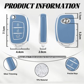 TOOMUME Car Key Cover TPU, Large Size Fob Case - Flip L Key for Hyundai i10 i20 Santa Fe Tucson Elantra Accent Sonata Verna Mistra Creta