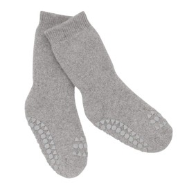 GoBabyGo Original Non-Slip Baby Crawling Socks | Anti-Slip Crawling Support for Active Children | Thick Terry Cotton | 3-4y (27-30cm) | Grey Melange