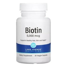 Biotina 5000 Mcg Lake Avenue Nutrition 30 Cápsulas Belleza Vitaminas                                                                                  
