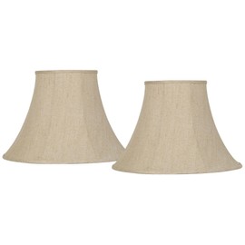 Set of 2 Bell Lamp Shades Beige Large 9" Top x 19" Bottom x 12.5" High x 13.5" Slant Spider with Replacement Harp and Finial Fitting - Springcrest