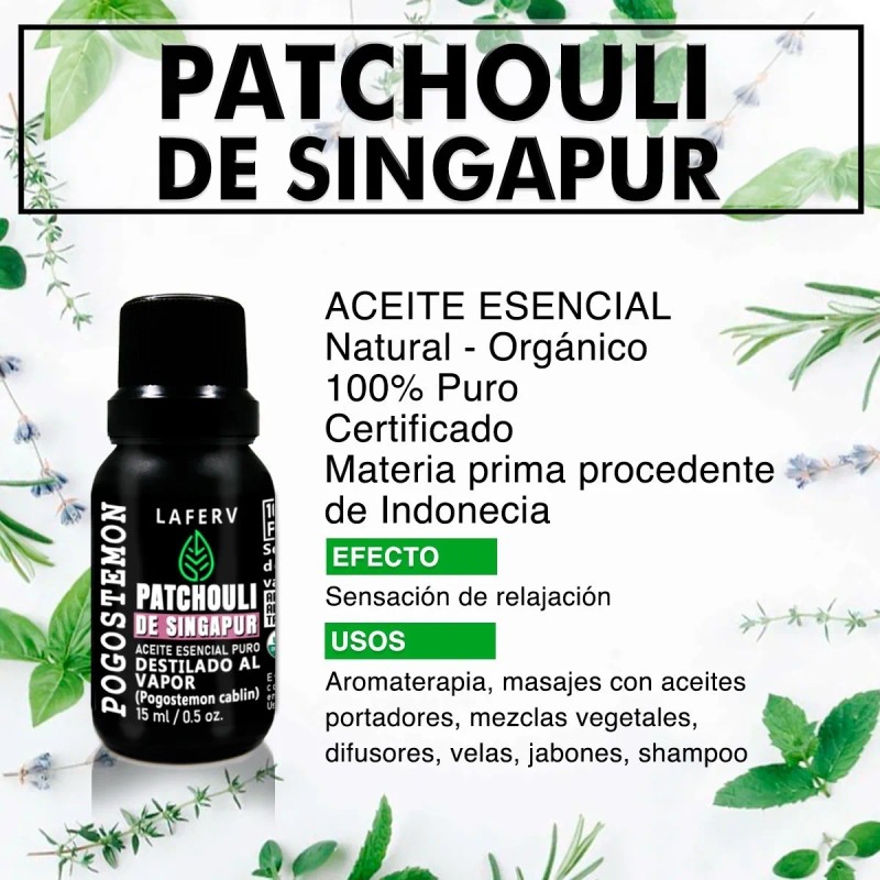 4 Frascos Aceite Esencial Pachulí 15 Ml 100% Puro Orgánico
