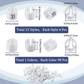 GORGECRAFT 180Pcs Clothes Hanger Marker Number 24 to 38 Trouser Size Markers Tag White Fit 9.5mm Rod Round Small Plastic Blank Garment Colored Hanger Sizer Clips for Clothing Color Coding