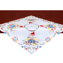 Simhomsen Embroidered Small Chicks Square Tablecloth for Easter Holiday or Spring Season(33 x 33 inches)