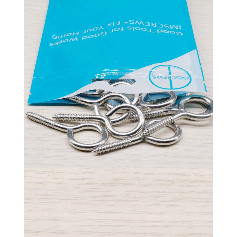 M3 x 1-1/2" Screw Eyes (20pcs) Small Eyelet Screws Lag