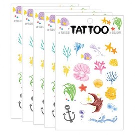 Real Vivid 5-Pack Sea Life Temporary Tattoos for Kids Temporary Tattoo