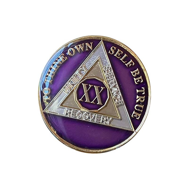 Ranger Industries 20 Year AA Medallion Metallic Purple Tri-Plate Sobriety