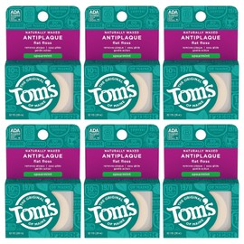 Tom's of Maine Natural Waxed Antiplaque Flat Floss, Spearmint, 32-Yards (Pack of 6)