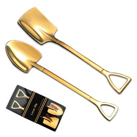 Shovel Spoons Set for Desserts ice Cream Spoon for Coffee Tea Lovers Gold Shovel Spoon for Ice Cream Lovers Coffee Spoons for Anniversary Couple Gifts for Women men