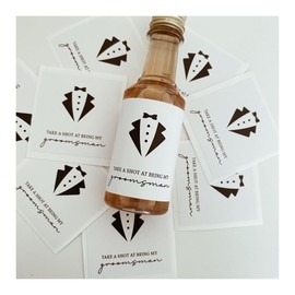 Groomsman proposal labels for shooter bottles, Best man gift, groomsan gift, Set of 6