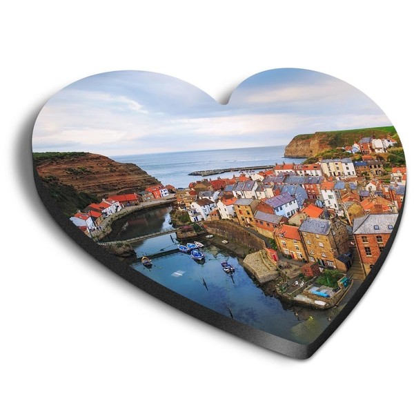 1x Heart MDF Magnet 6cm - Staithes Scarborough North Yorkshire