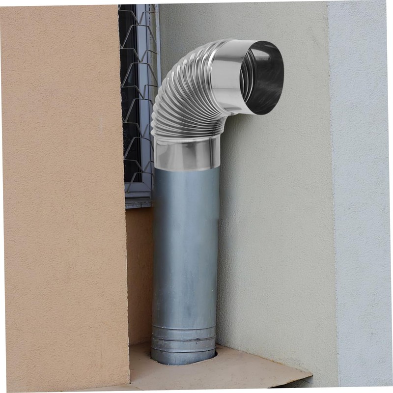 Operitacx Stainless Steel Chimney Flue Elbow Pipe 2pcs Set Fire