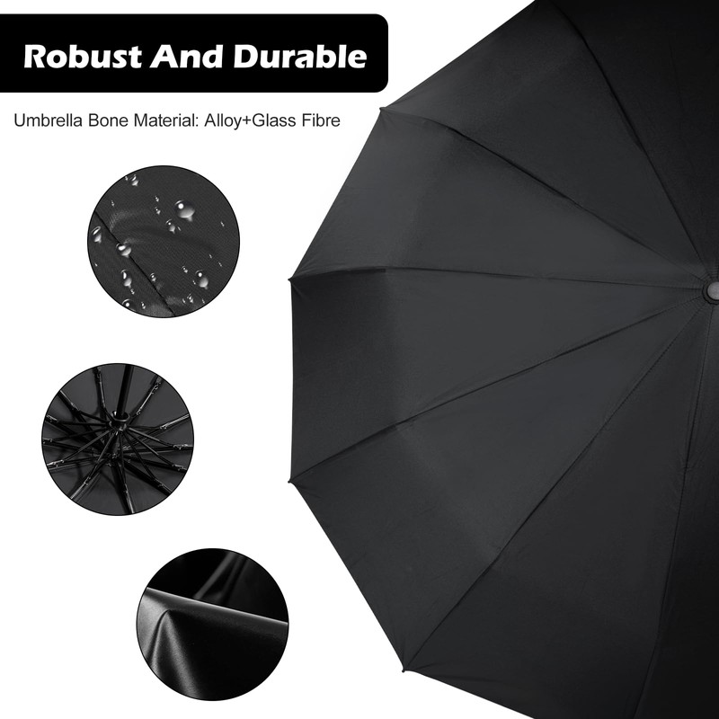 Carehabi Umbrella, 106 cm Span Width, Black, Umbrella Windproof with