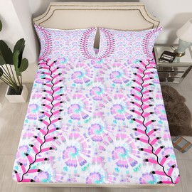 Feelyou Kids Tie Dye Sheet Set for Kids Toddler Baseball Bed Sheets Set for Boys Girls Multicolor Sheets with Deep Pocket Fitted Sheet Teens Sports Game Bedding Set with 1 Pillow Case