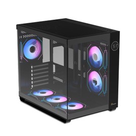 Iota C70 Mid-Tower Computer Case,Large Capacity PC Gaming Case with Pre-Installed 6 ARGB Fan&Hub,Real-Time Digital Display,Panoramic View,Quick-Release Design,Type-C 3.1,for ATX/MATX/ITX/YTX (BK)